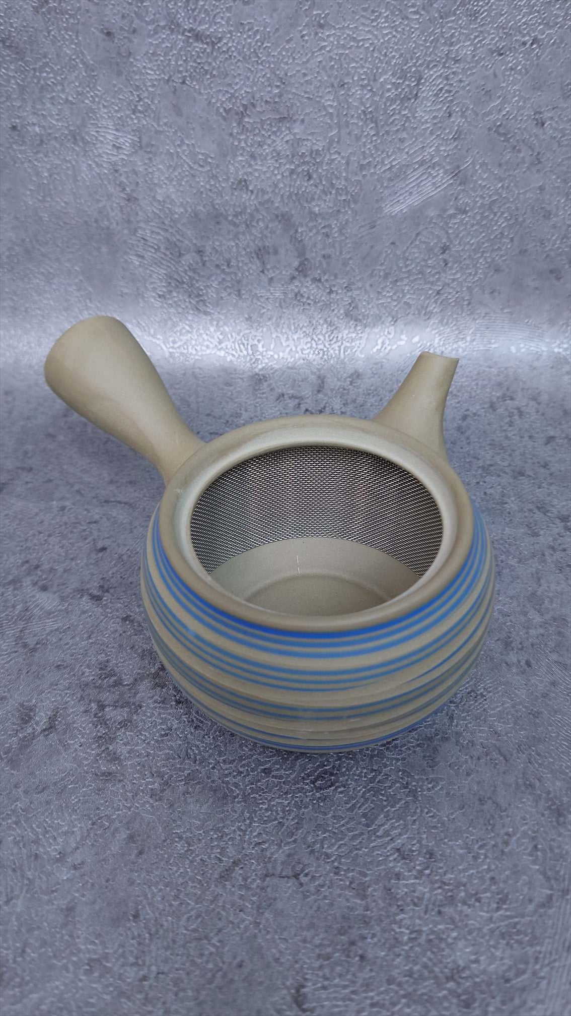 Teapot | Tokoname ware pottery | green mud brim blue line teapot | 240cc