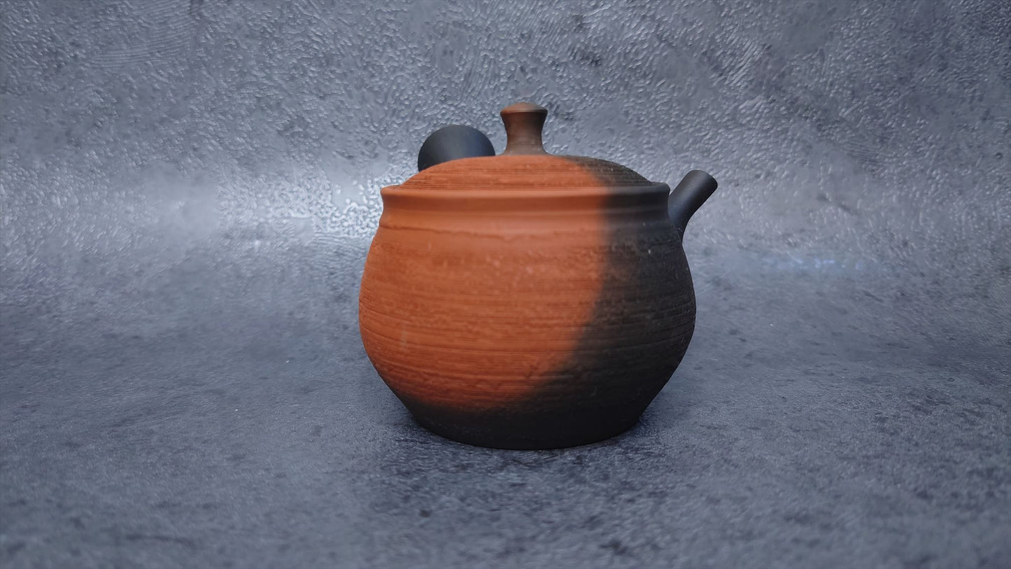 Teapot | Tokoname ware pottery | half black matsukawa mini teapot | 140cc