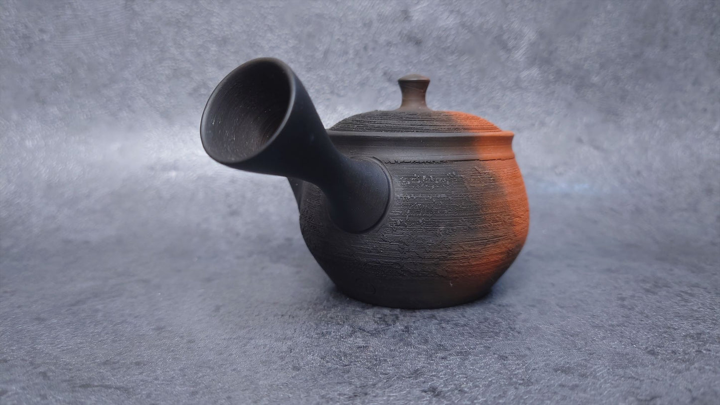 Teapot | Tokoname ware pottery | half black matsukawa mini teapot | 140cc